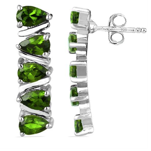 BUY NATURAL CHROME DIOPSITE MULTI GEMSTONE EARRINGS IN 925 SILVER